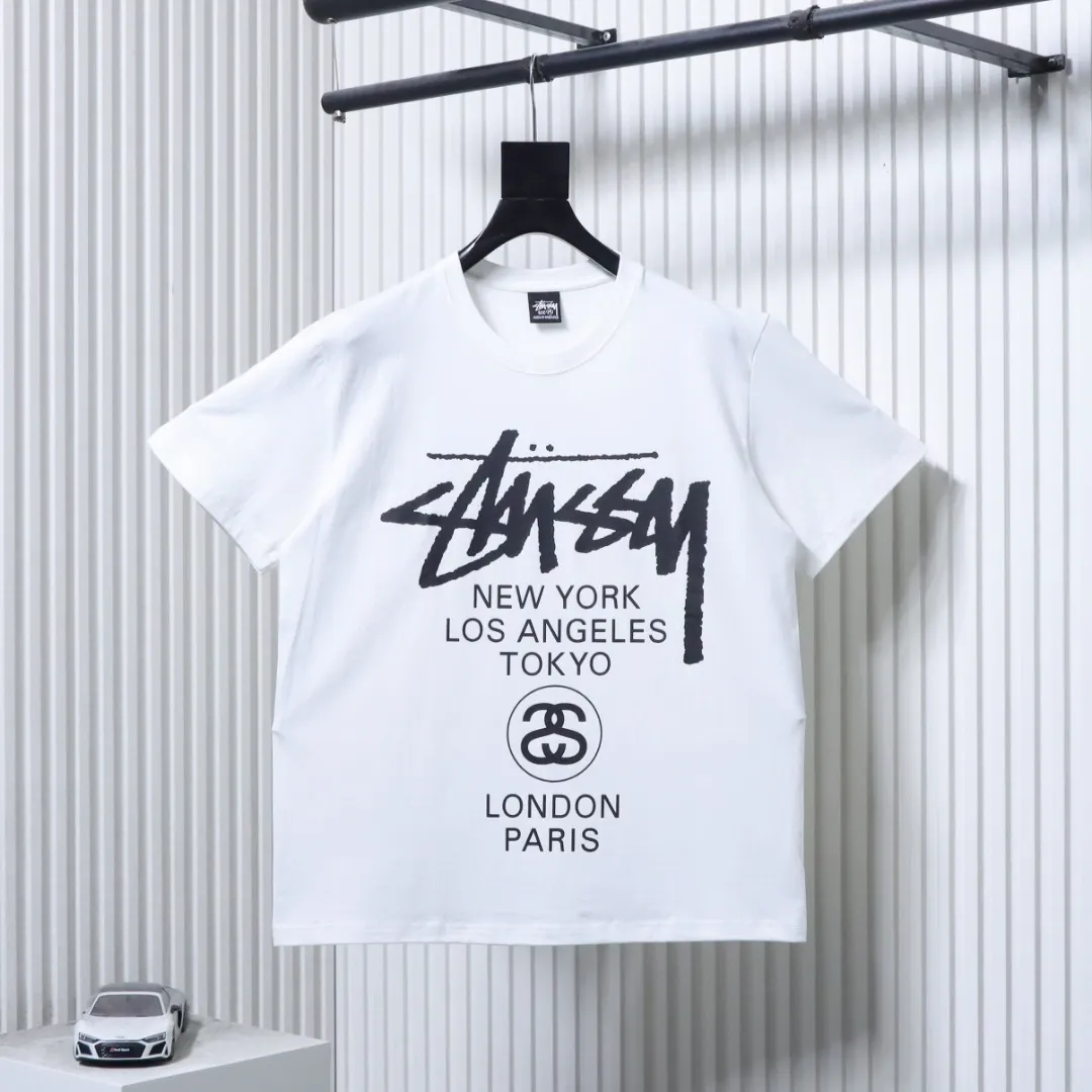 Stussy City Logo Print Short Sleeve T-Shirt Color White