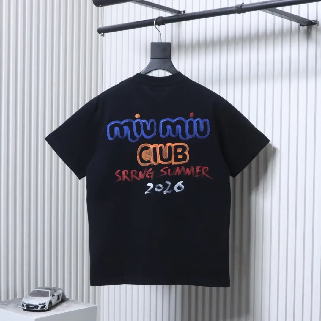 Back Colorful Graffiti Hand-Painted Letter Print T-Shirt