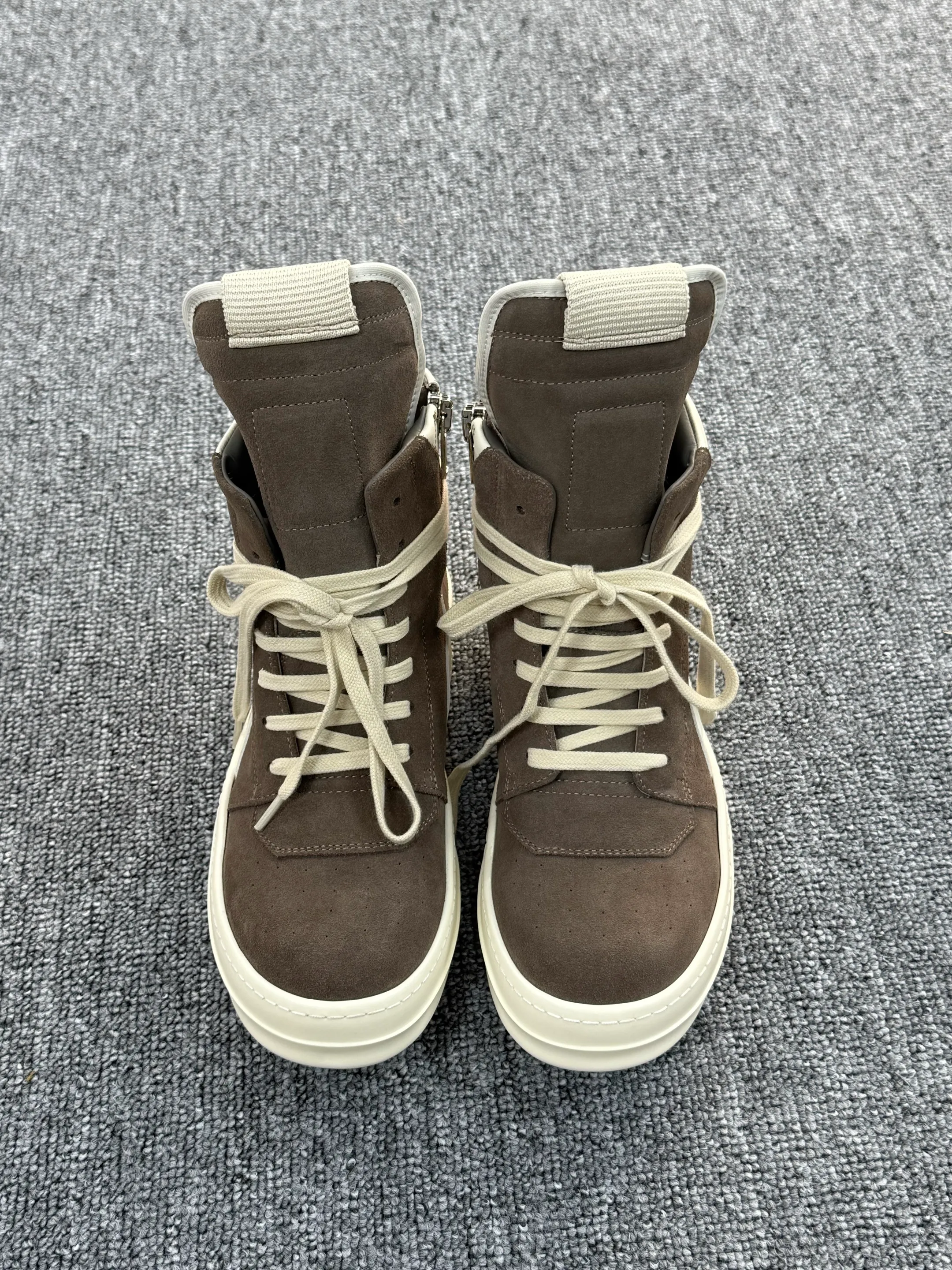 R 0wens Geobasket Dust Milk Suede High-Top Sneakers Profile View