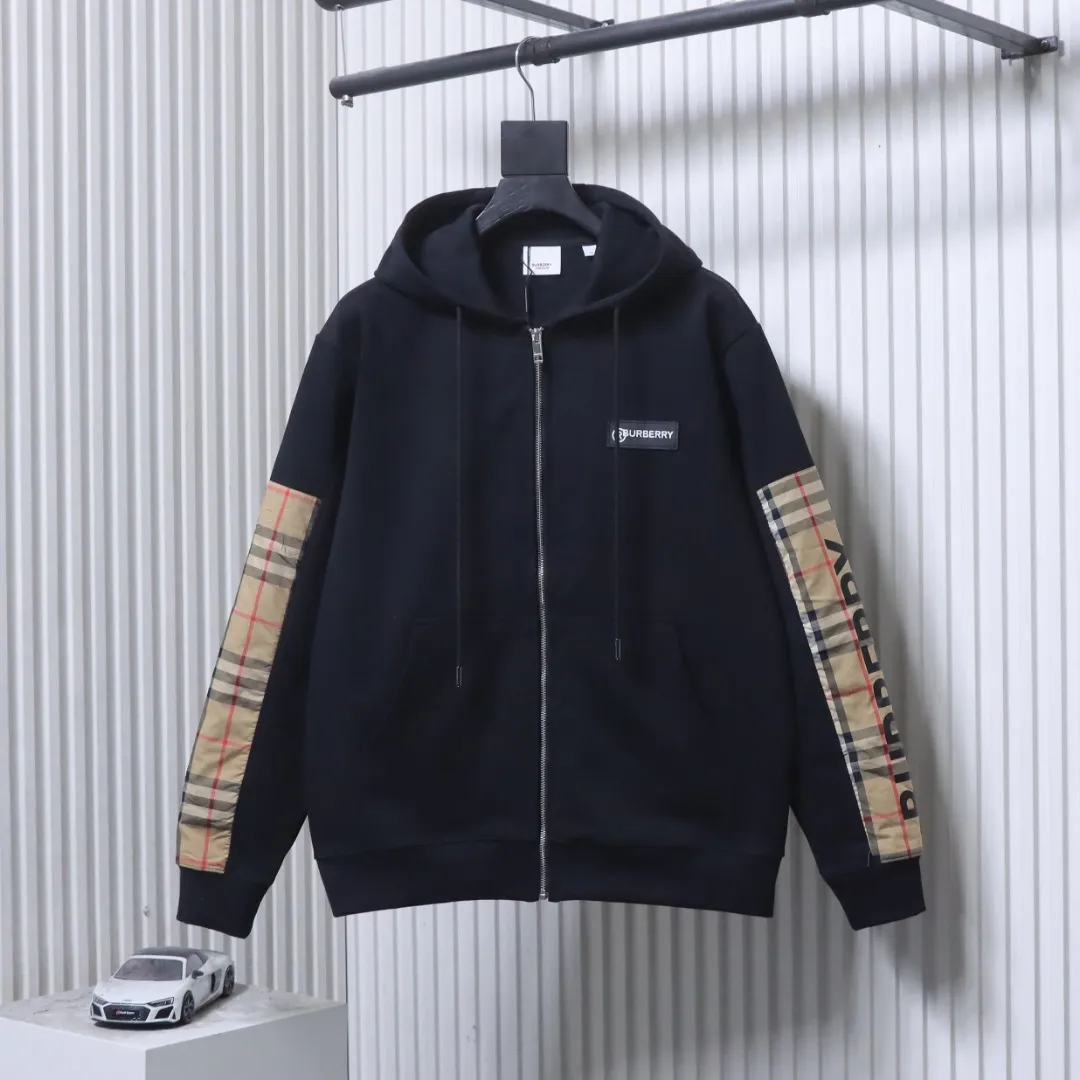 BBR Check Panel Zip-Up Hooded Jacket