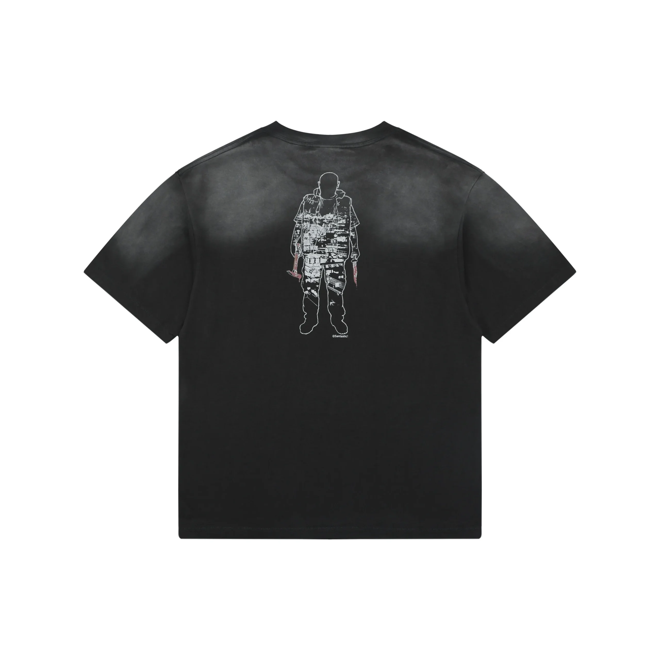 Back of Saint Michael Anime Tragedy Print T-Shirt Color Black