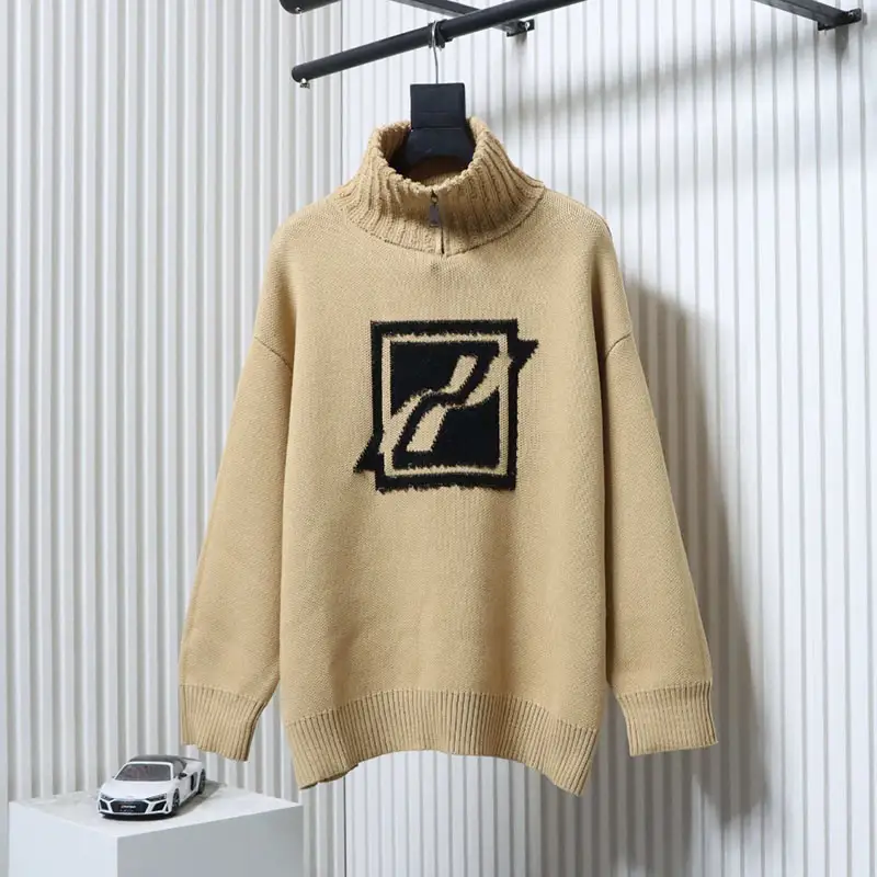 WE11 DONE Classic Logo Half-Zip Turtleneck Sweater