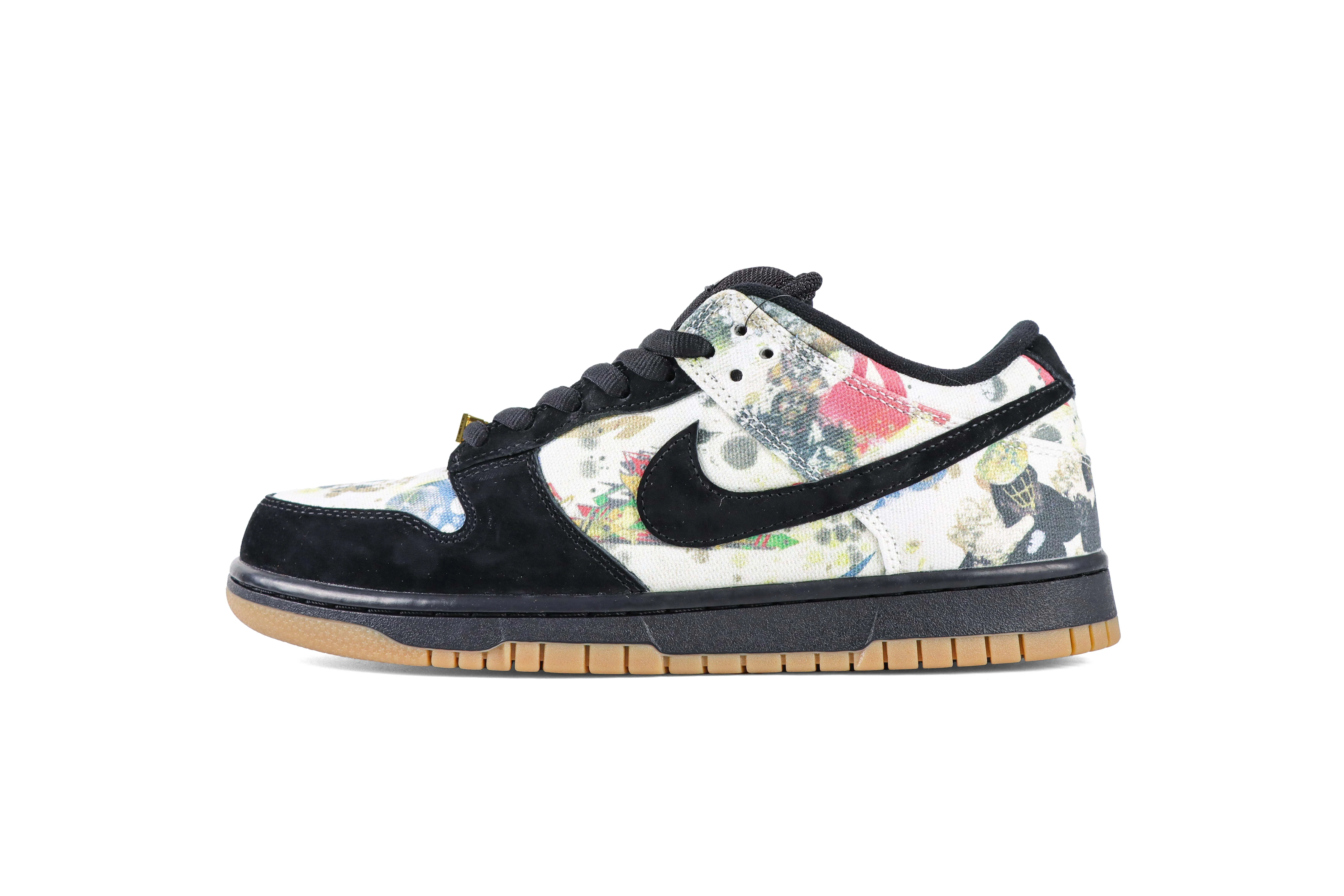 Sup x N1k3 SB Dunk Low Rammellzee Sneakers Black Multi-Color Left Side View