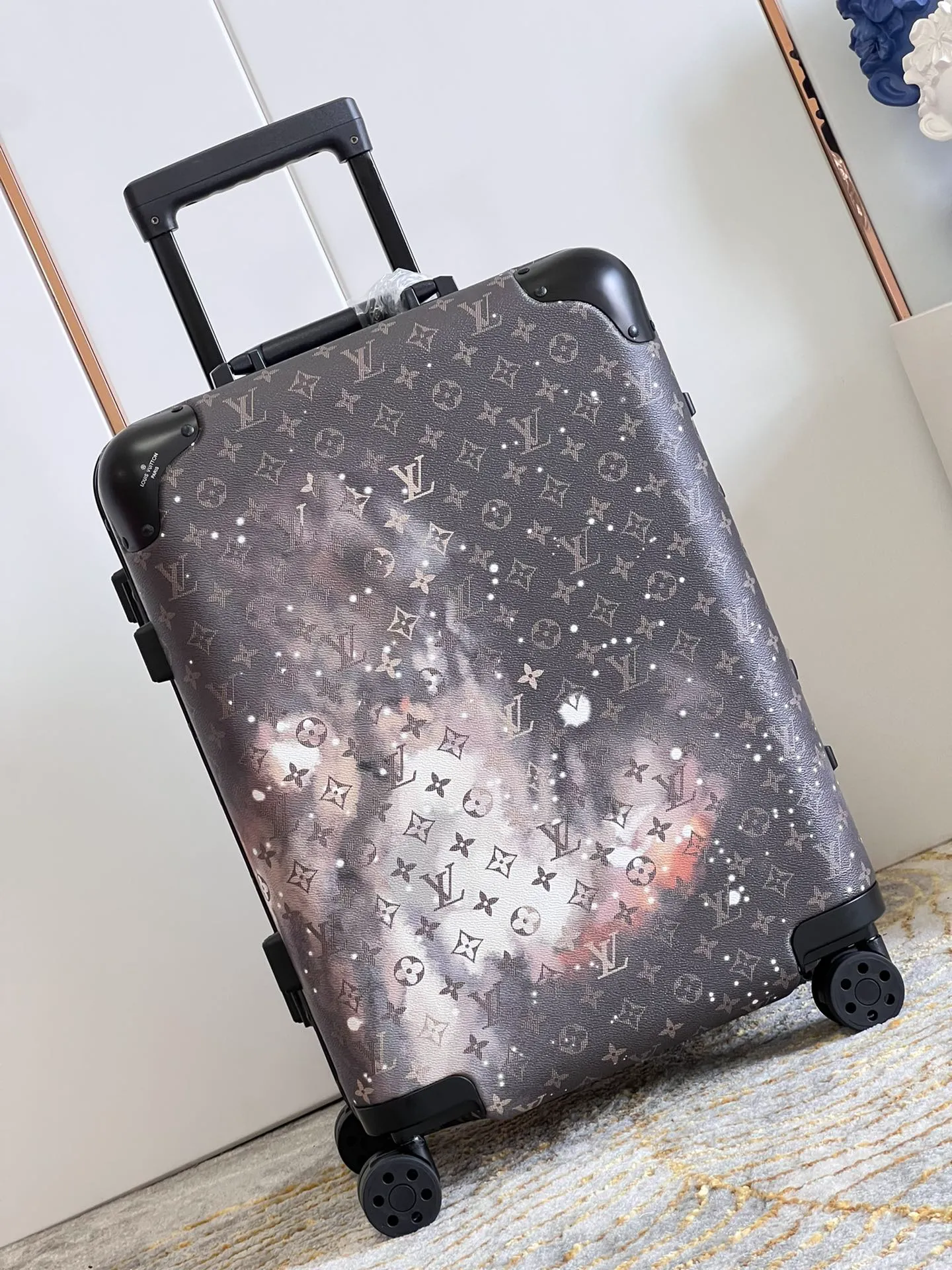 Horizon Monogram Galaxy Rolling Suitcase Angled View