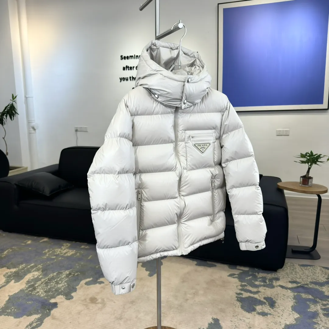 Side View BBR Triangle Logo Hooded Down Jacket