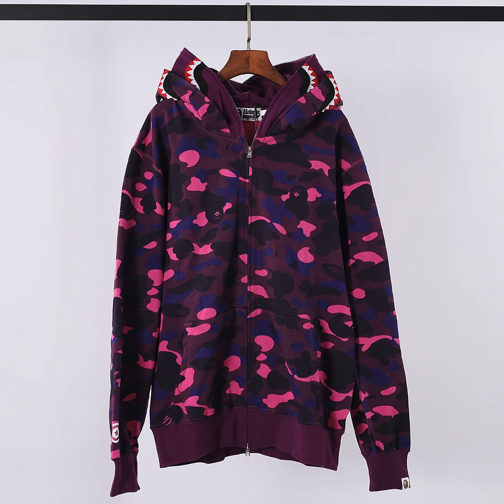 Shark Full Zip Hoodie Double Hood (Blue/ Red /Purple)