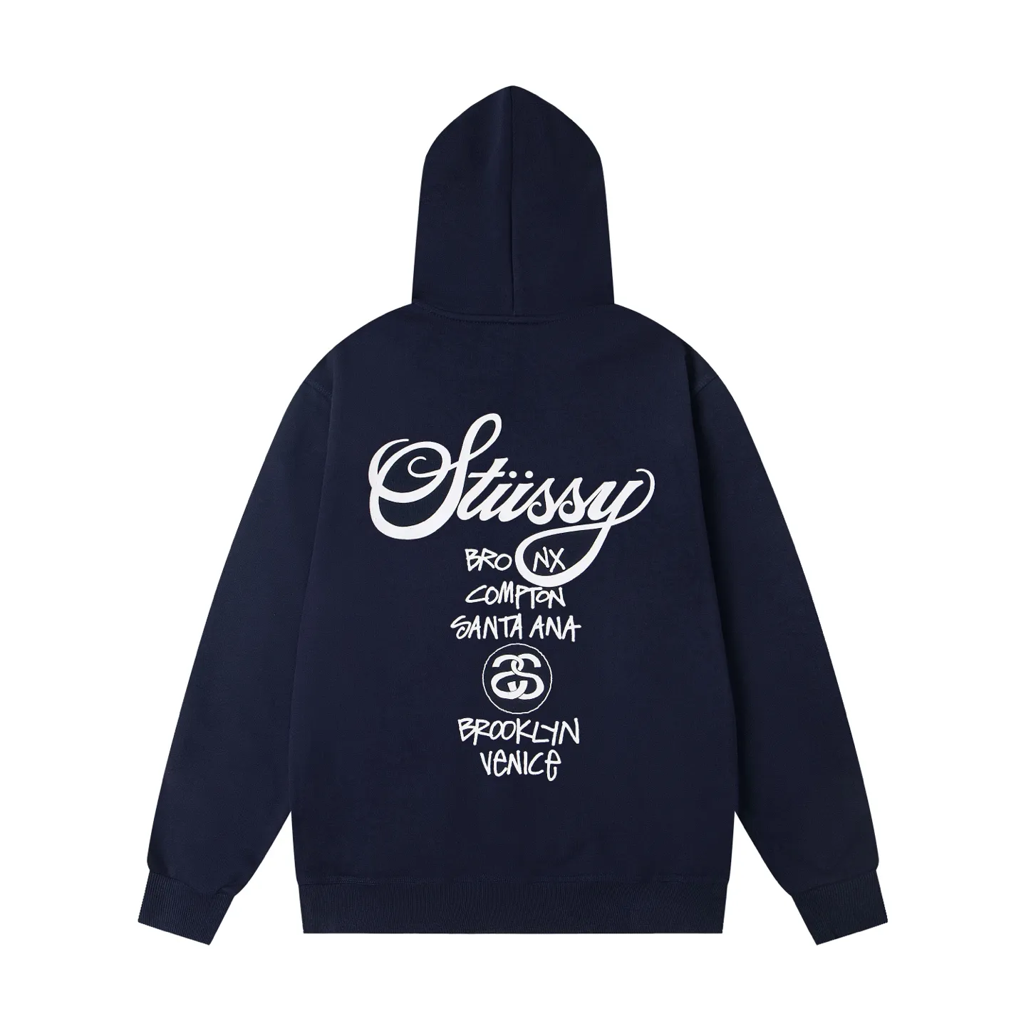 Back Stussy World Tour Letter Print Hoodie