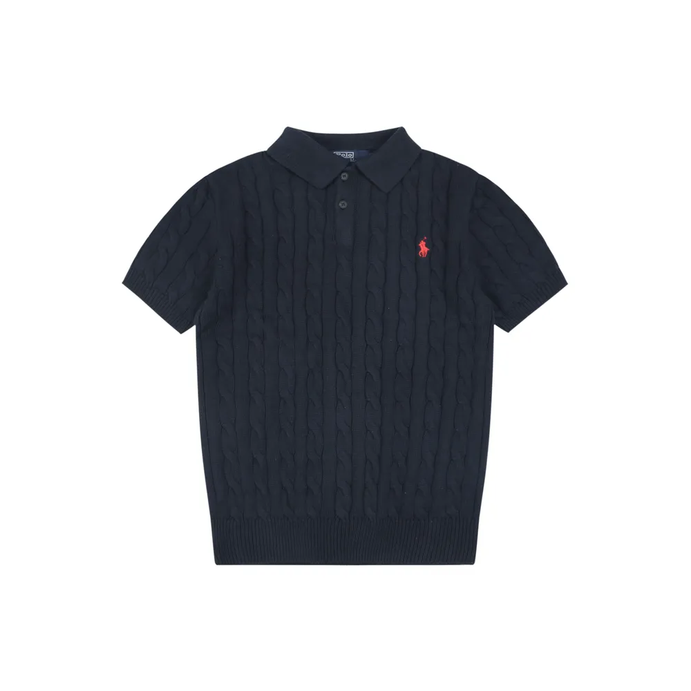 RL Cable Knit Short-Sleeve Polo T-Shirt