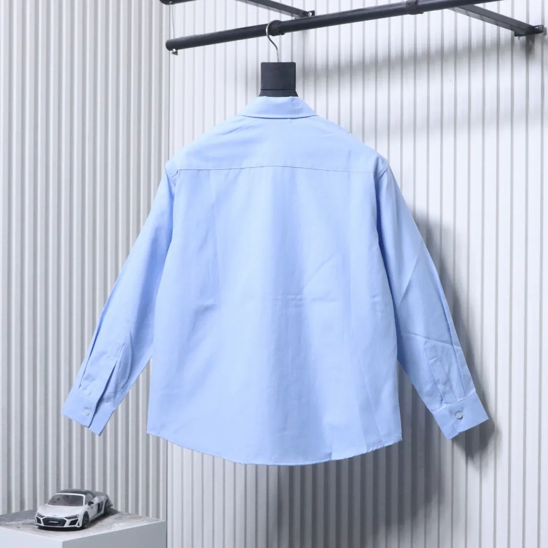 Back View AMI Heart Pocket Oxford Long Sleeve Shirt