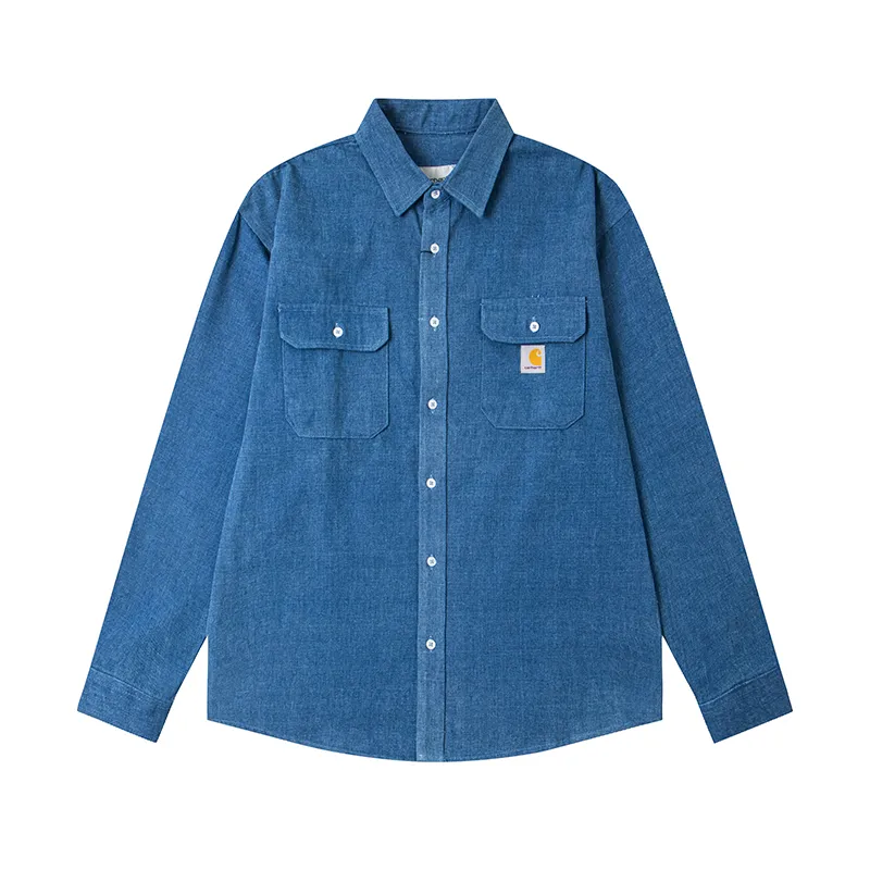 Carhartt WIP Washed Denim Double Pocket Work Shirt color Blue