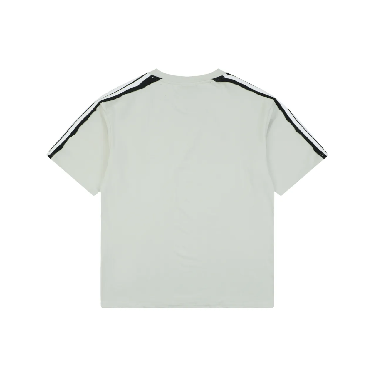 Back of BLCG Unity Double Ring Logo Oversized Striped T-Shirt Color Light Gray