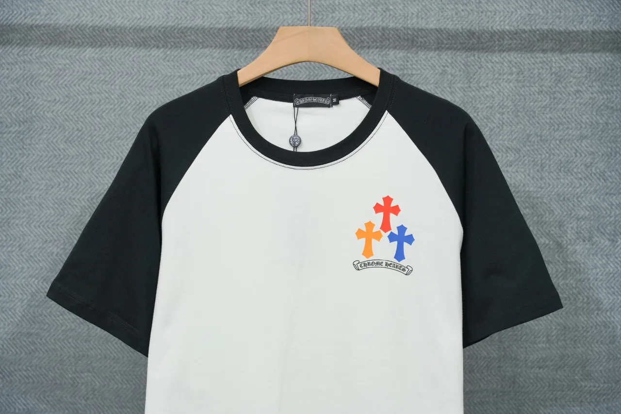 Half View of CH Multicolor Horseshoe Cross Raglan T-Shirt