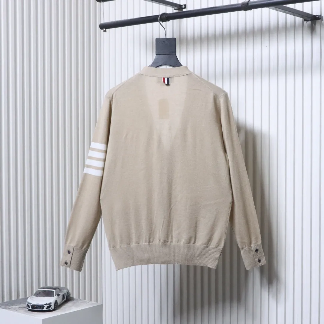 Back TB Superfine Merino Wool Crewneck Cardigan