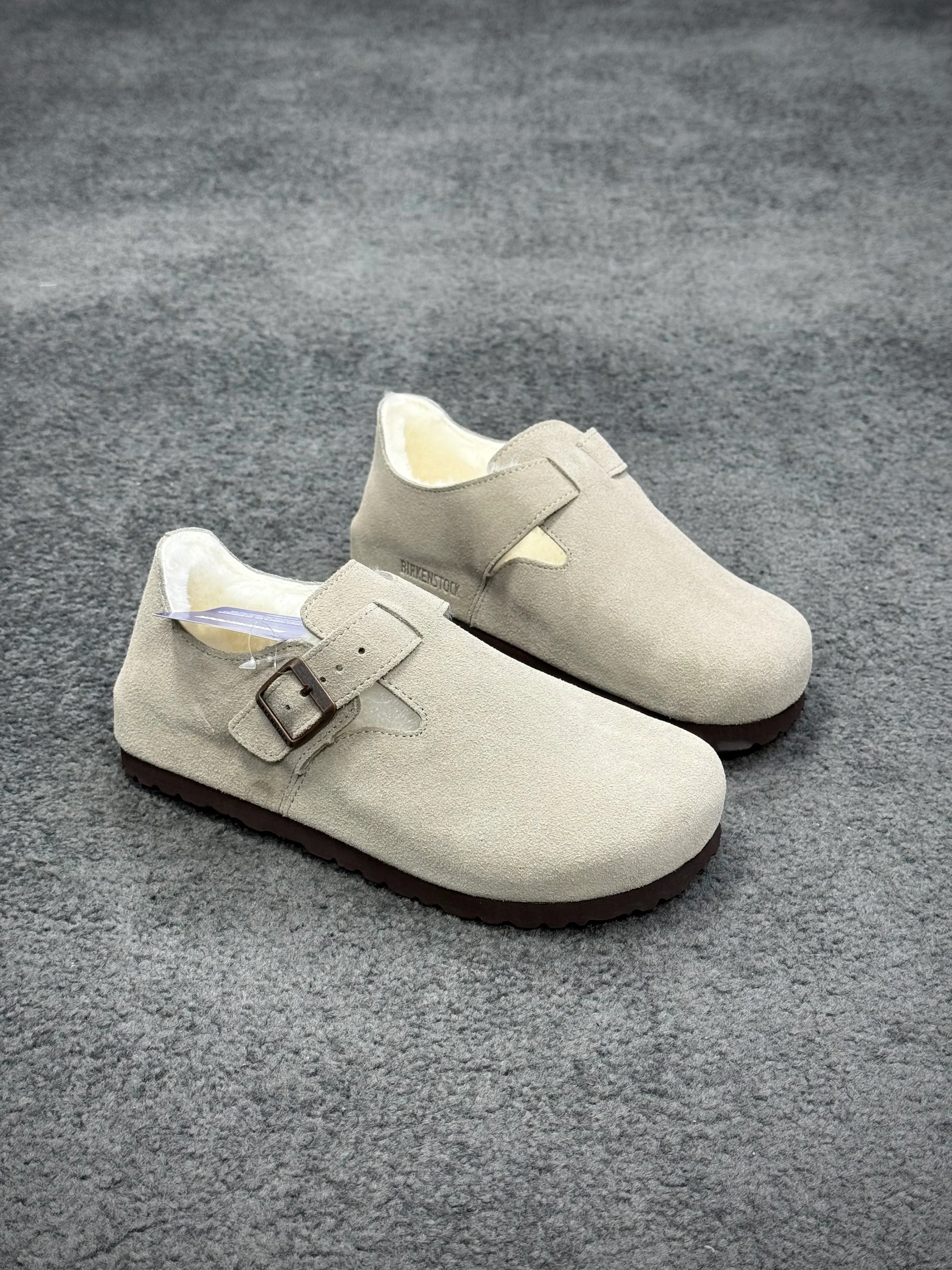 BK Boston “Antique White” London Shearling Clogs