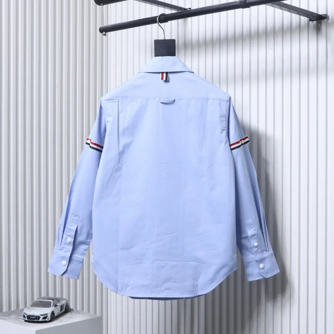 Back TB Cotton Twill Jacket Shirt with Signature TB Stripe