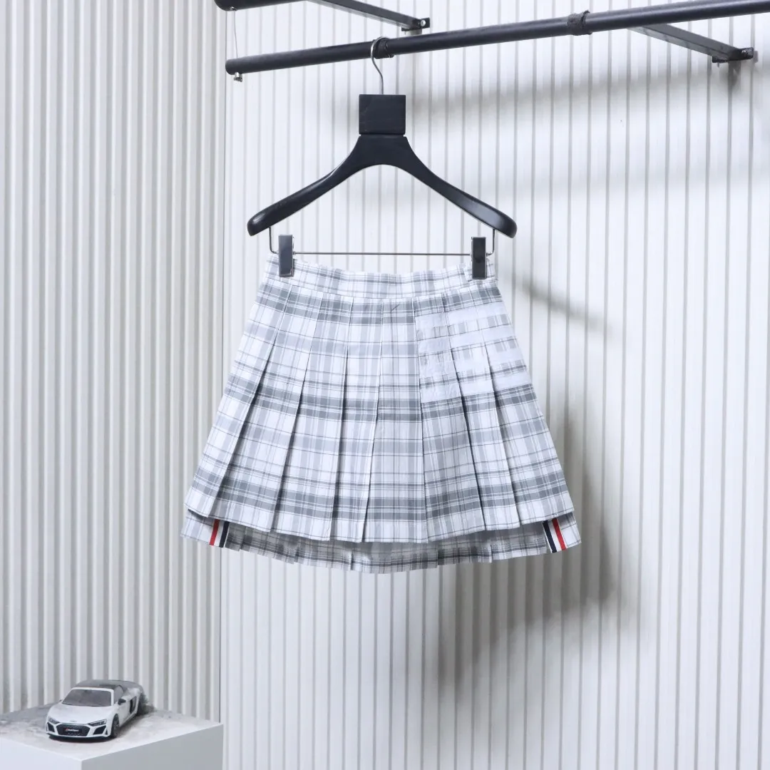 TB Classic Plaid Pleated Mini Skirt with Slit