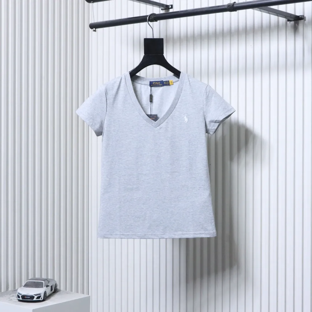 RL Pony Embroidered V-Neck Cotton T-Shirt
